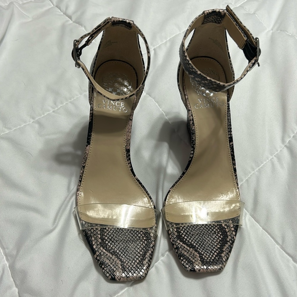 Vince Camuto snake print heels